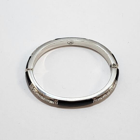 Brighton Silver and Black Enamel Hinged Bracelet - Picture 3 of 6